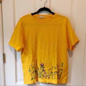 Zara Orange floral oversized T-shirt